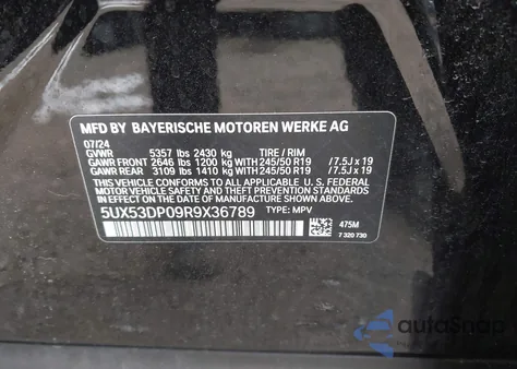 2024 BMW X3 xDrive30I z USA, uszkodzony, nr VIN 5UX53DP09R9X36789